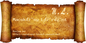 Macskásy Lóránt névjegykártya