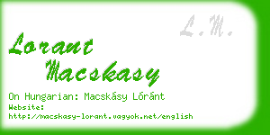 lorant macskasy business card