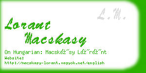 lorant macskasy business card